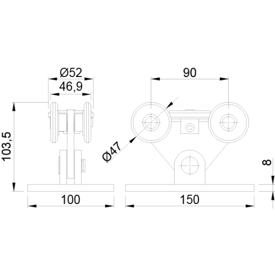 Simple Roller For Cantilever Door